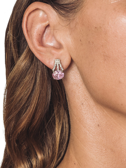 Eclectica Pre-Loved Cubic Zirconia Stud Earrings, Dated Circa 1990s - view 2, Pink