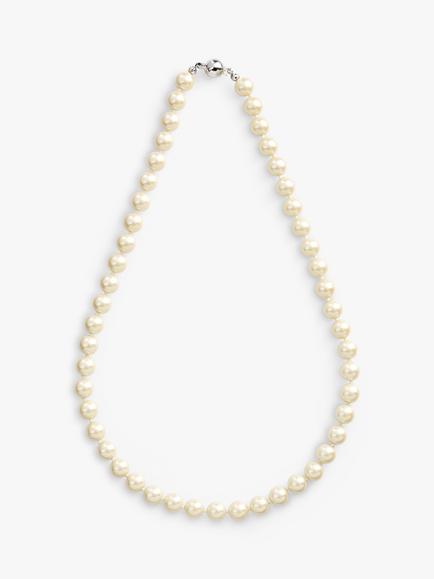 Eclectica Pre-Loved Single Row Faux Pearl Necklace, Cream/Silver