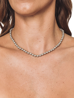 Eclectica Pre-Loved Monet Single Row Faux Pearl Necklace, Dated Circa 1980s - view 2, Grey