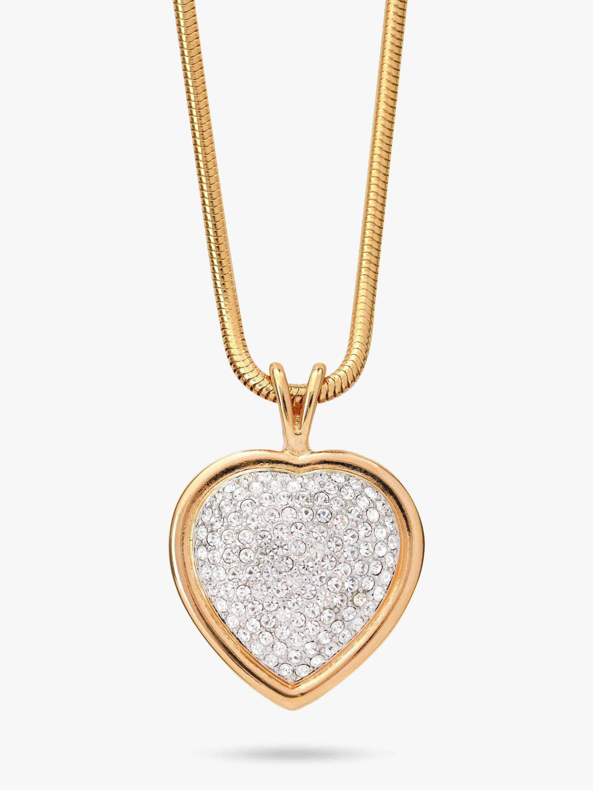 Eclectica Pre-Loved Swarovski Crystal Puffy Heart Pendant Necklace, Dated Circa 1980s