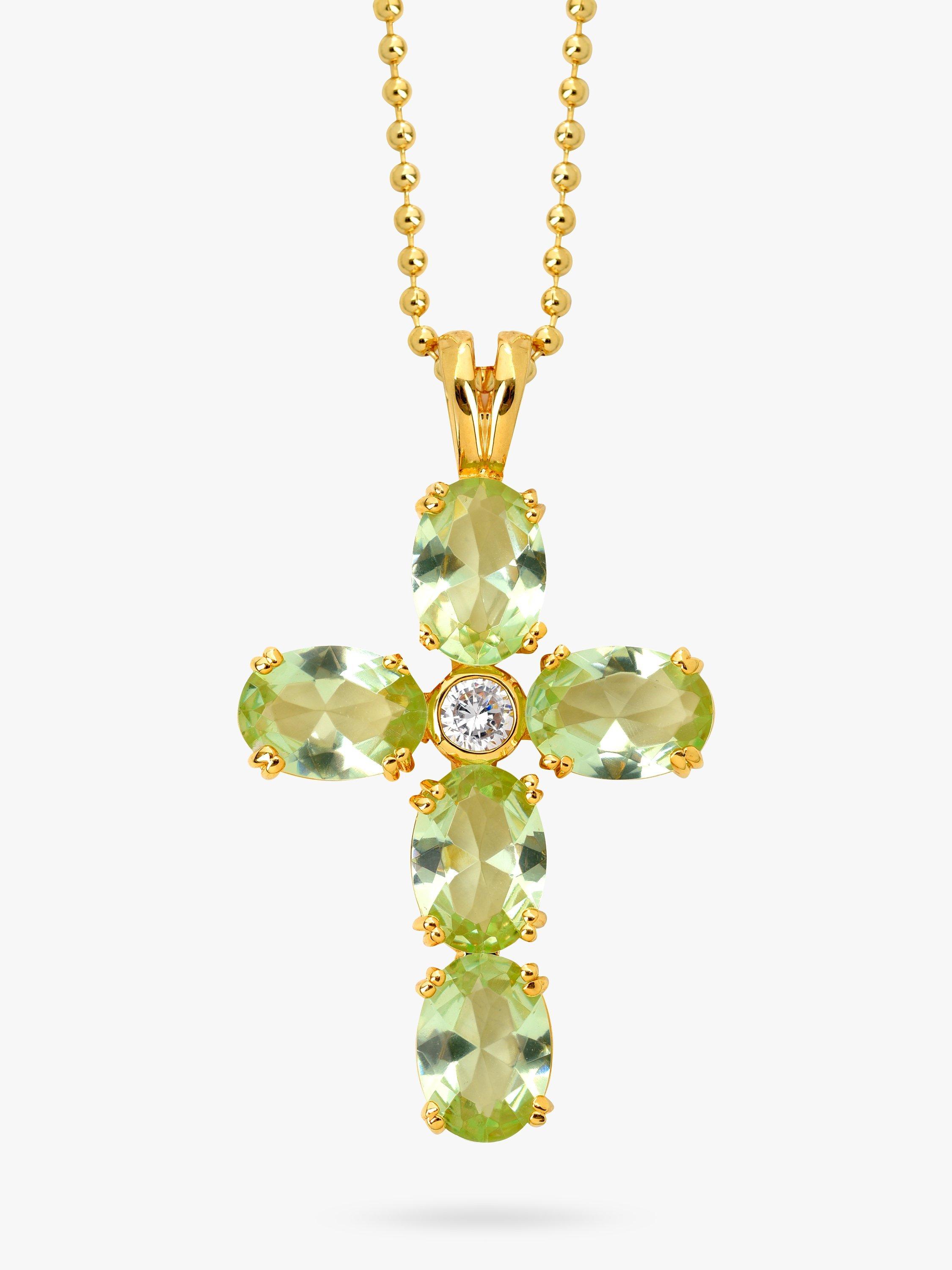 Product image 1 of 2, which shows Eclectica Pre-Loved Swarovski Crystal Cross Pendant Necklace, Gold