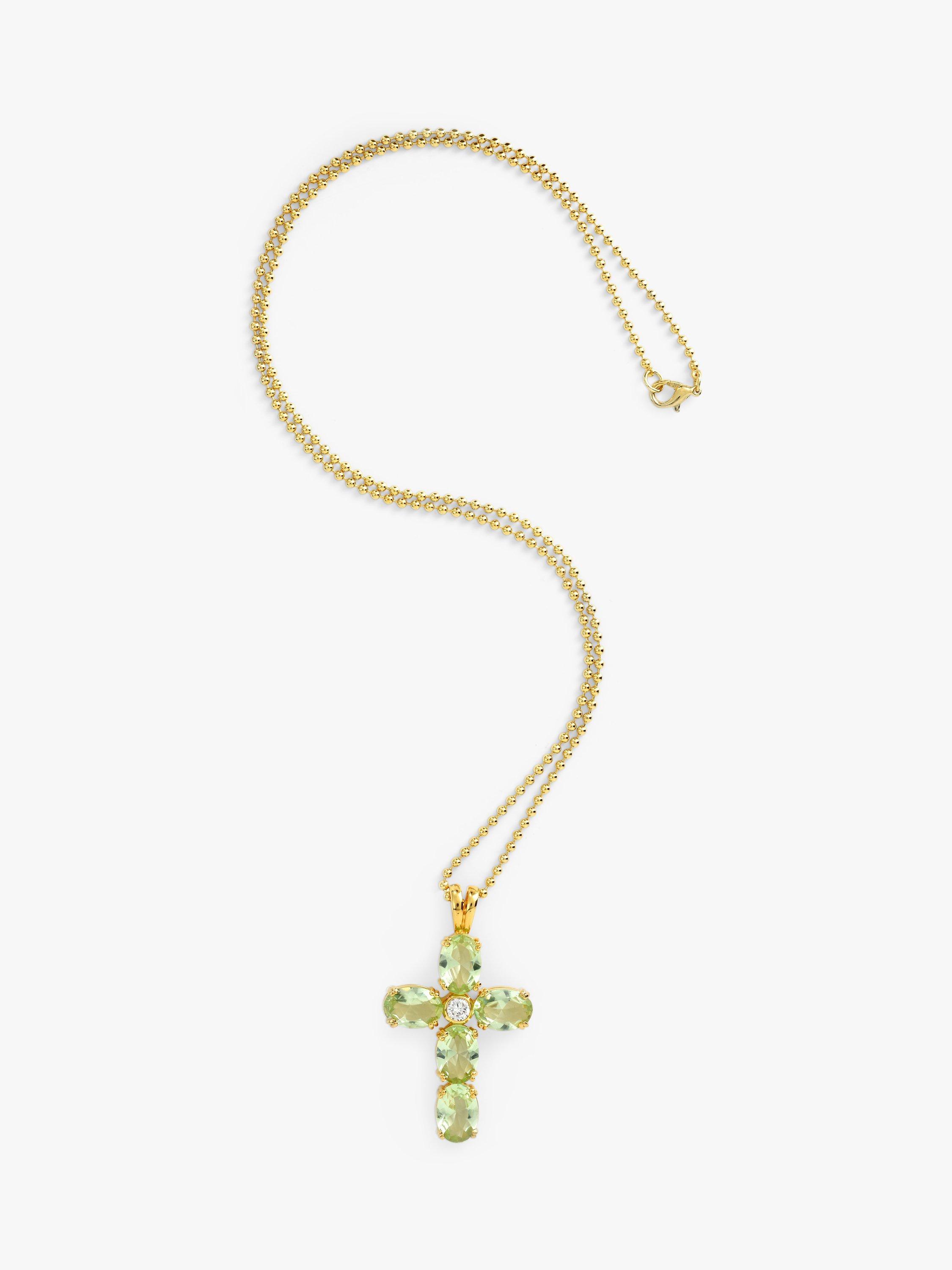 Product image 2 of 2, which shows Eclectica Pre-Loved Swarovski Crystal Cross Pendant Necklace, Gold