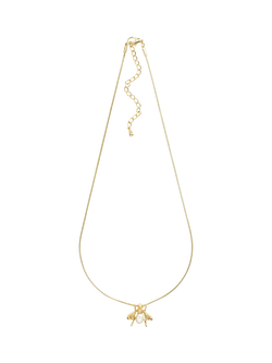 Eclectica Pre-Loved Faux Pearl Bee Pendant Necklace, Gold - view 2, Gold