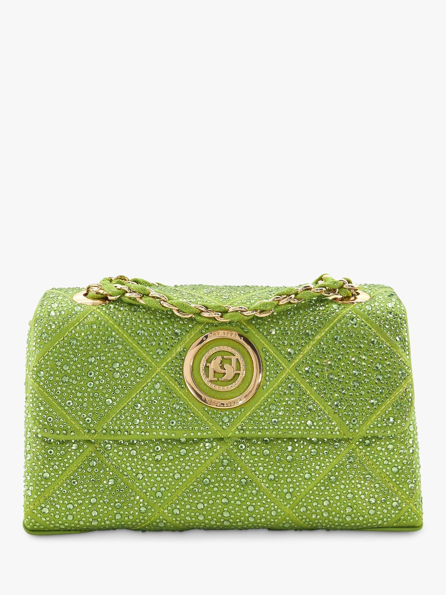 Dune Duchess Embellished Clutch Bag, Lime