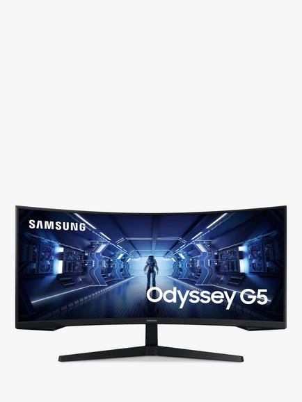 Samsung Odyssey G5 LC34G55TWWPXXU Ultra Wide Quad HD Curved Gaming Monitor, 34”, Black, Black