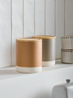 John Lewis Matt Dipped Stoneware Kitchen Storage Jar with Bamboo Lid, 550ml - view 2, Caramel