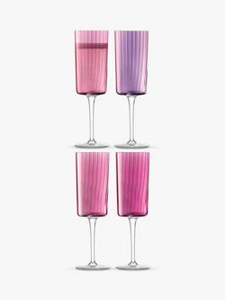LSA International Gems Champagne Glass Flute, Set of 4, 210ml, Garnet
