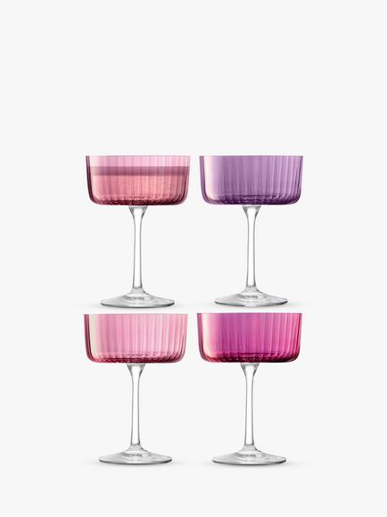 LSA International Gems Cocktail Glass Saucers, Set of 4, 230ml, Garnet