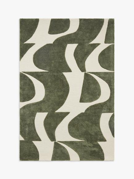 John Lewis Mellea Broken Wave Hand Tufted Rug, Green, Green