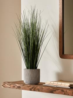 John Lewis Artificial Long Grass & Concrete Pot - view 2, Multi