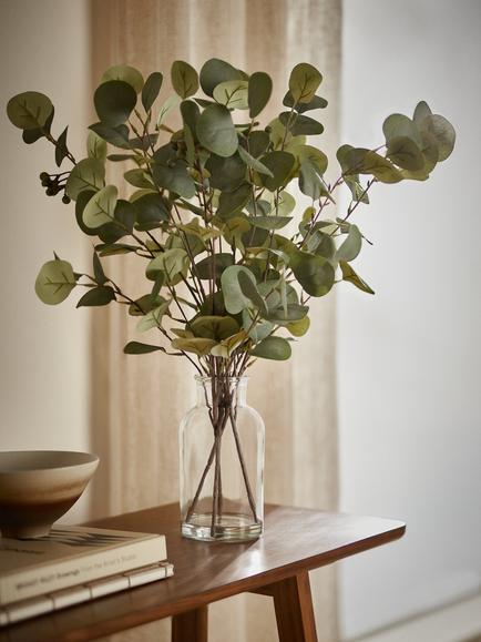 John Lewis Artificial Eucalyptus in Glass Vase, Green - view 2, Multi