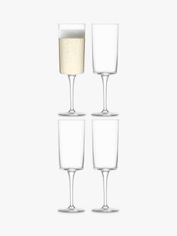 LSA International Gio Champagne Glass Flute, Set of 4, 210ml, Clear, Clear