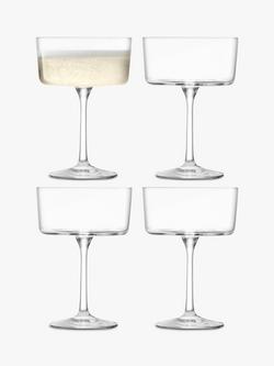 LSA International Gio Cocktail Glass Saucer, Set of 4, 230ml, Clear, Clear