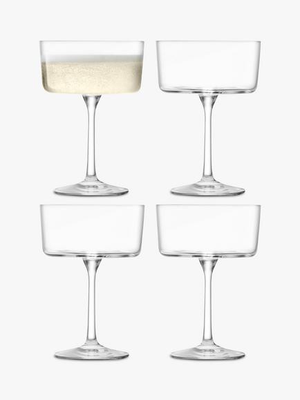 LSA International Gio Cocktail Glass Saucer, Set of 4, 230ml, Clear, Clear