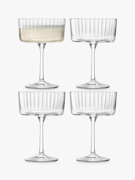 LSA International Gio Line Cocktail Glass Saucer, Set of 4, 230ml, Clear, Clear