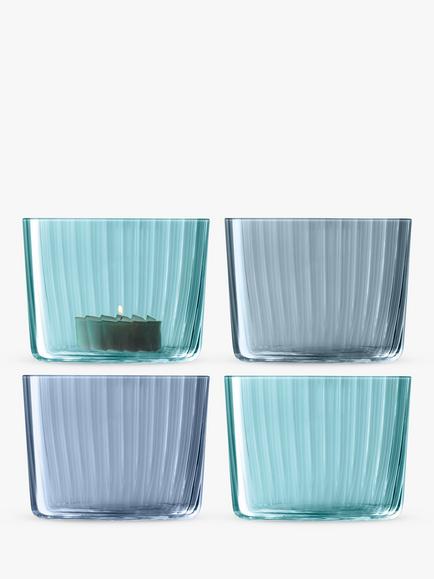 LSA International Gems Tealight Holders, Set of 4, Sapphire