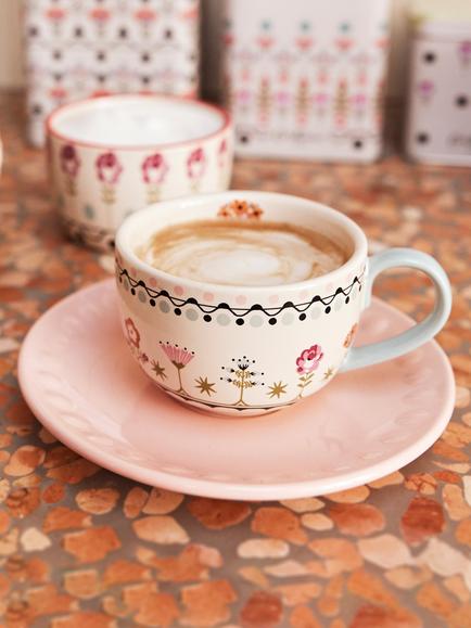 Cath Kidston Painted Table Stoneware Teacup & Saucer Set, 230ml, Multi - view 2, Multi