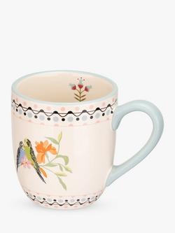 Cath Kidston Painted Table Budgie Print Stoneware Breakfast Mug, 300ml, Blue/Multi, Blue/Multi