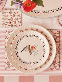 Cath Kidston Painted Table Budgie Print Stoneware Side Plate, 20.5cm, Multi - view 2, Multi