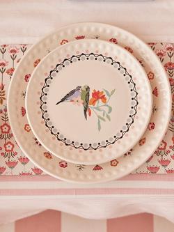 Cath Kidston Painted Table Budgie Print Stoneware Side Plate, 20.5cm, Multi, Multi