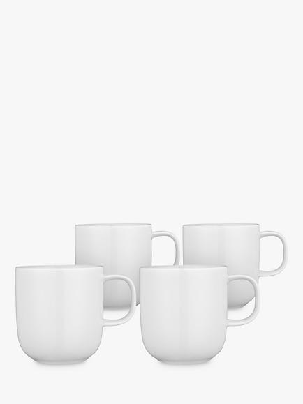 John Lewis Dine Porcelain Mugs, Set of 4, 320ml, White, White