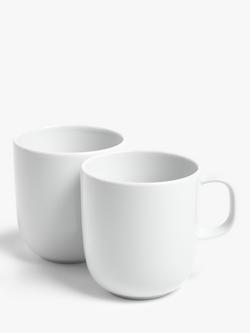 John Lewis Dine Large Porcelain Mugs, Set of 2, 450ml, White, White