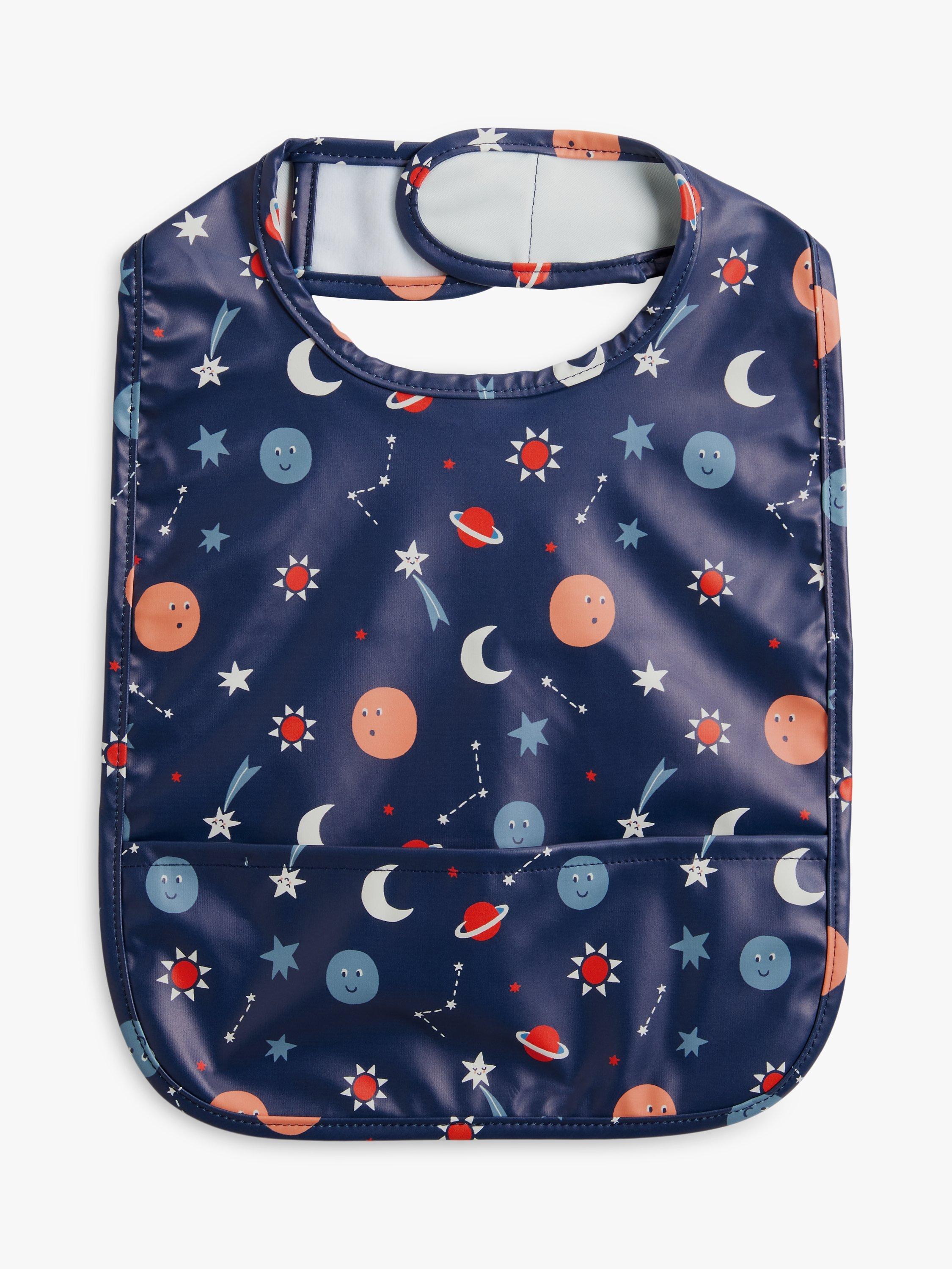 John Lewis ANYDAY Orbit Print Baby Bib, Blue/Multi