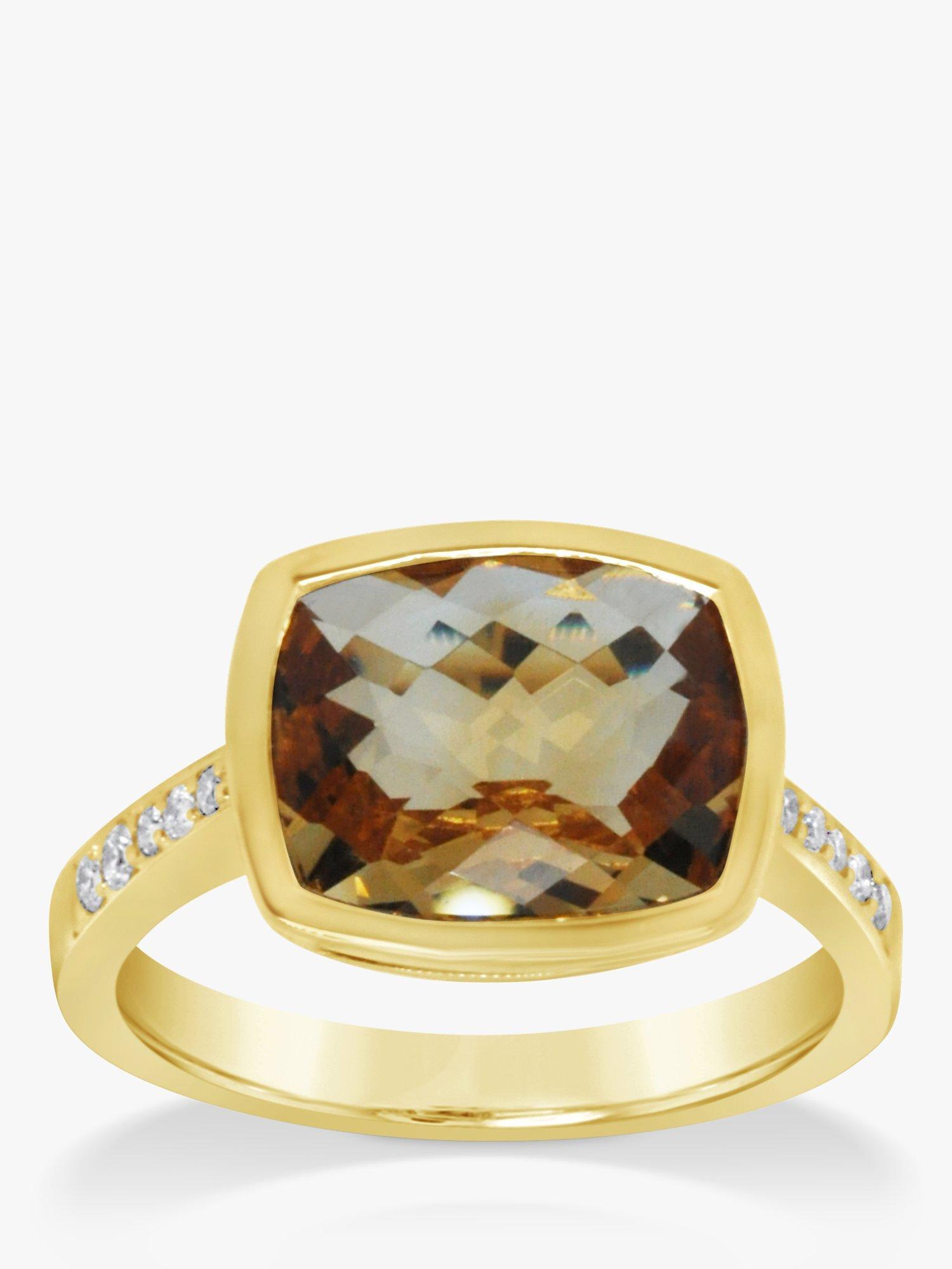 Product image 1 of 6, which shows Milton & Humble Jewellery Pre-Loved Yellow Gold Citrine & Diamond Cocktail Ring