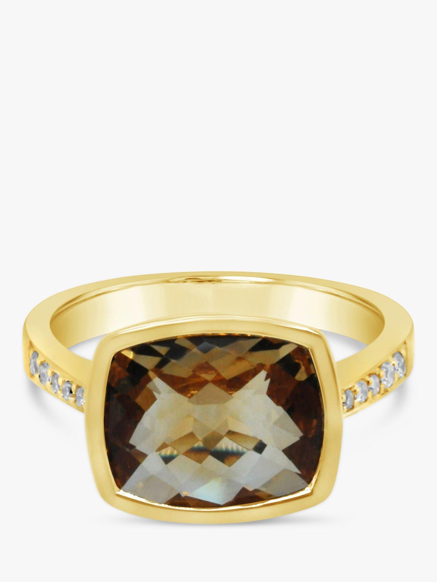 Product image 2 of 6, which shows Milton & Humble Jewellery Pre-Loved Yellow Gold Citrine & Diamond Cocktail Ring