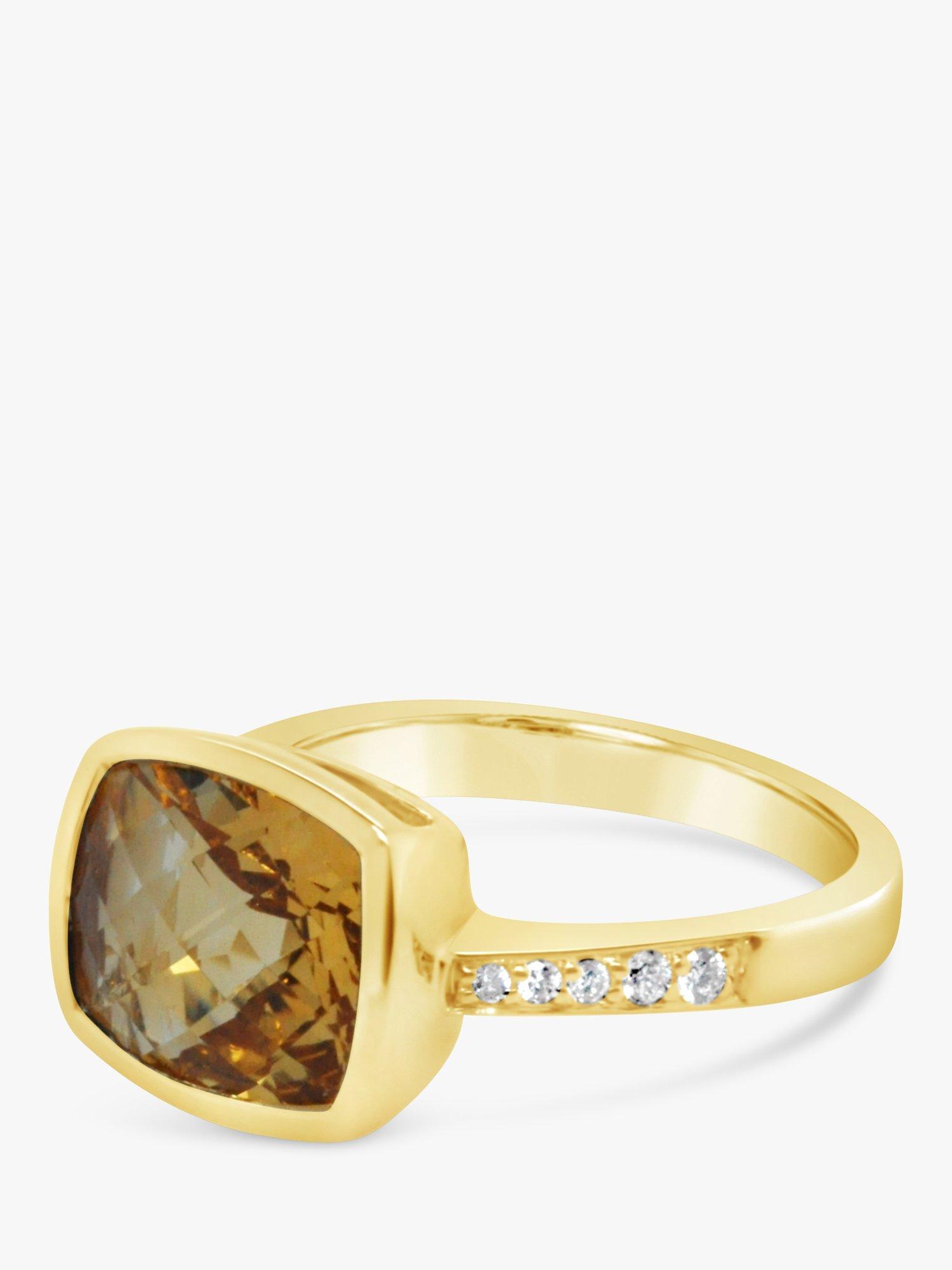 Product image 3 of 6, which shows Milton & Humble Jewellery Pre-Loved Yellow Gold Citrine & Diamond Cocktail Ring