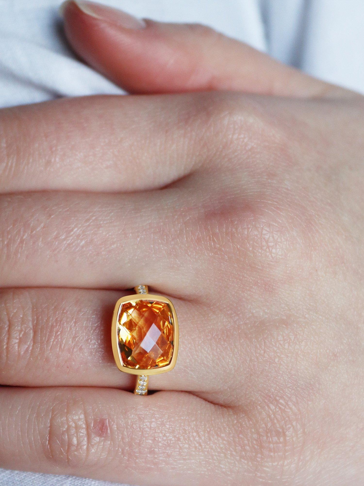 Product image 6 of 6, which shows Milton & Humble Jewellery Pre-Loved Yellow Gold Citrine & Diamond Cocktail Ring