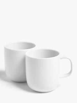 John Lewis Dine Porcelain Mugs, Set of 2, 320ml, White, White