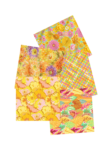 FreeSpirit Kaffe Fassett Sunny Yellow Fat Quarter Fabrics, Pack of 5, Yellow, Yellow