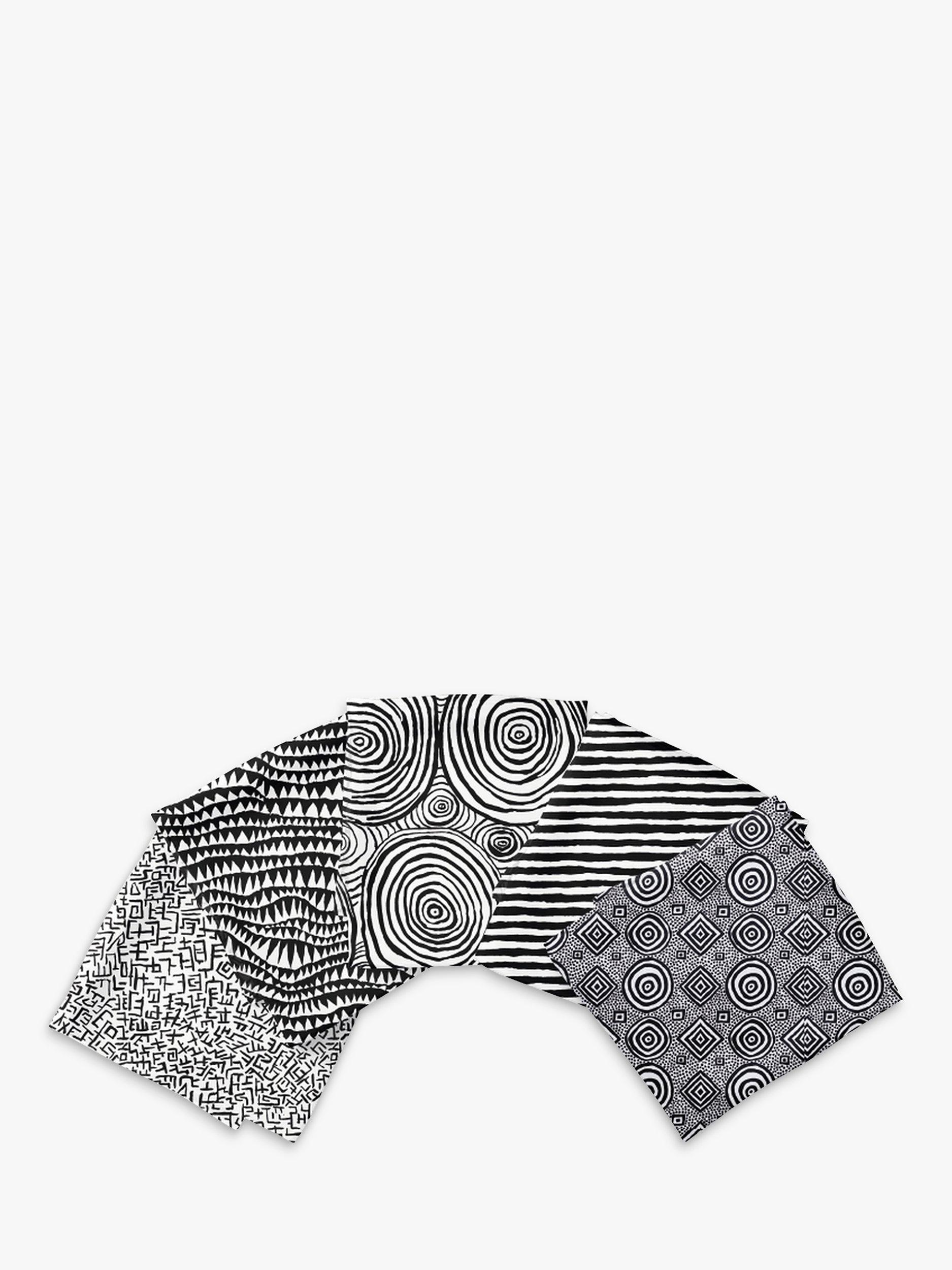 FreeSpirit Kaffe Fassett Graphic Fat Quarter Fabrics, Pack of 5, Black / White