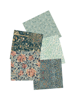 Morris & Co. Fat Quarter Fabrics, Pack of 5, Cool Tones, Blue