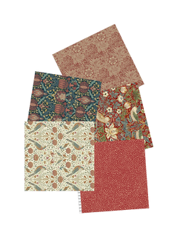 Morris & Co. Fat Quarter Fabrics, Pack of 5, Burned, Red