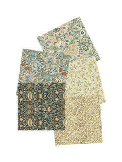 Morris & Co. Fat Quarter Fabrics, Pack of 5, Botanic, Natural