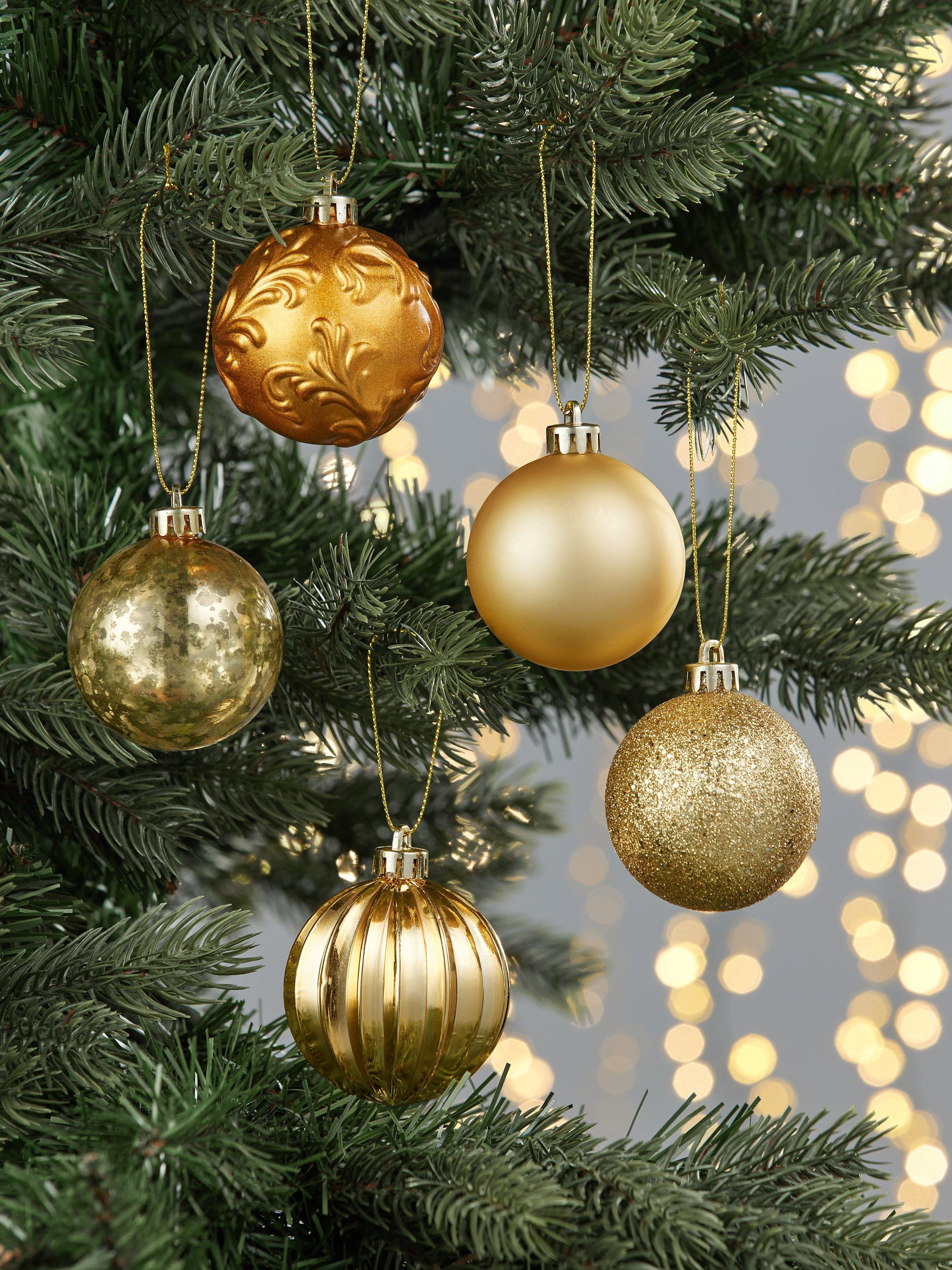 John Lewis Royal Fairytale Shatterproof Baubles, Tub of 30, Gold