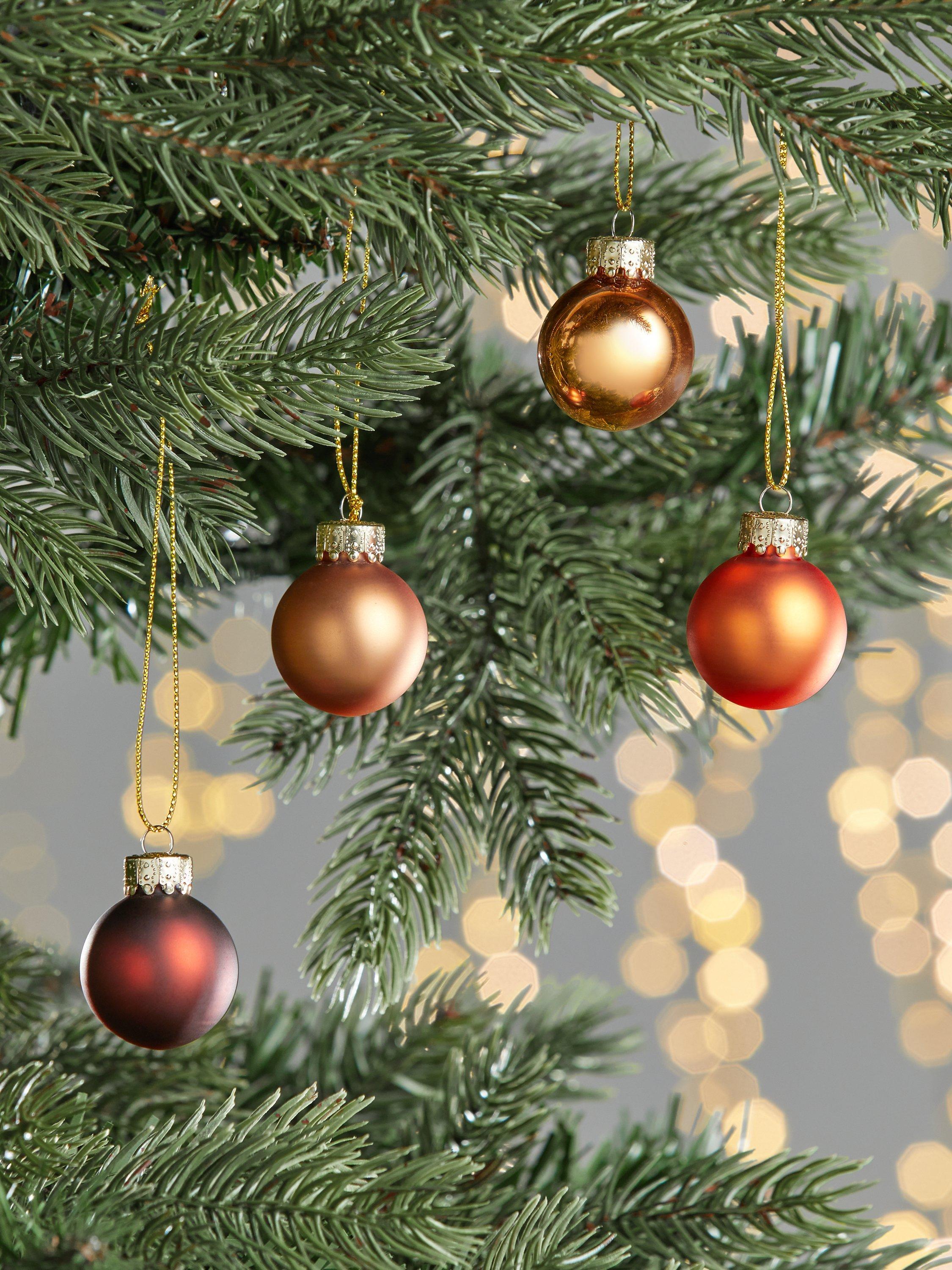 John Lewis Christmas Cottage Mini Glass Baubles, Tub of 28, Copper