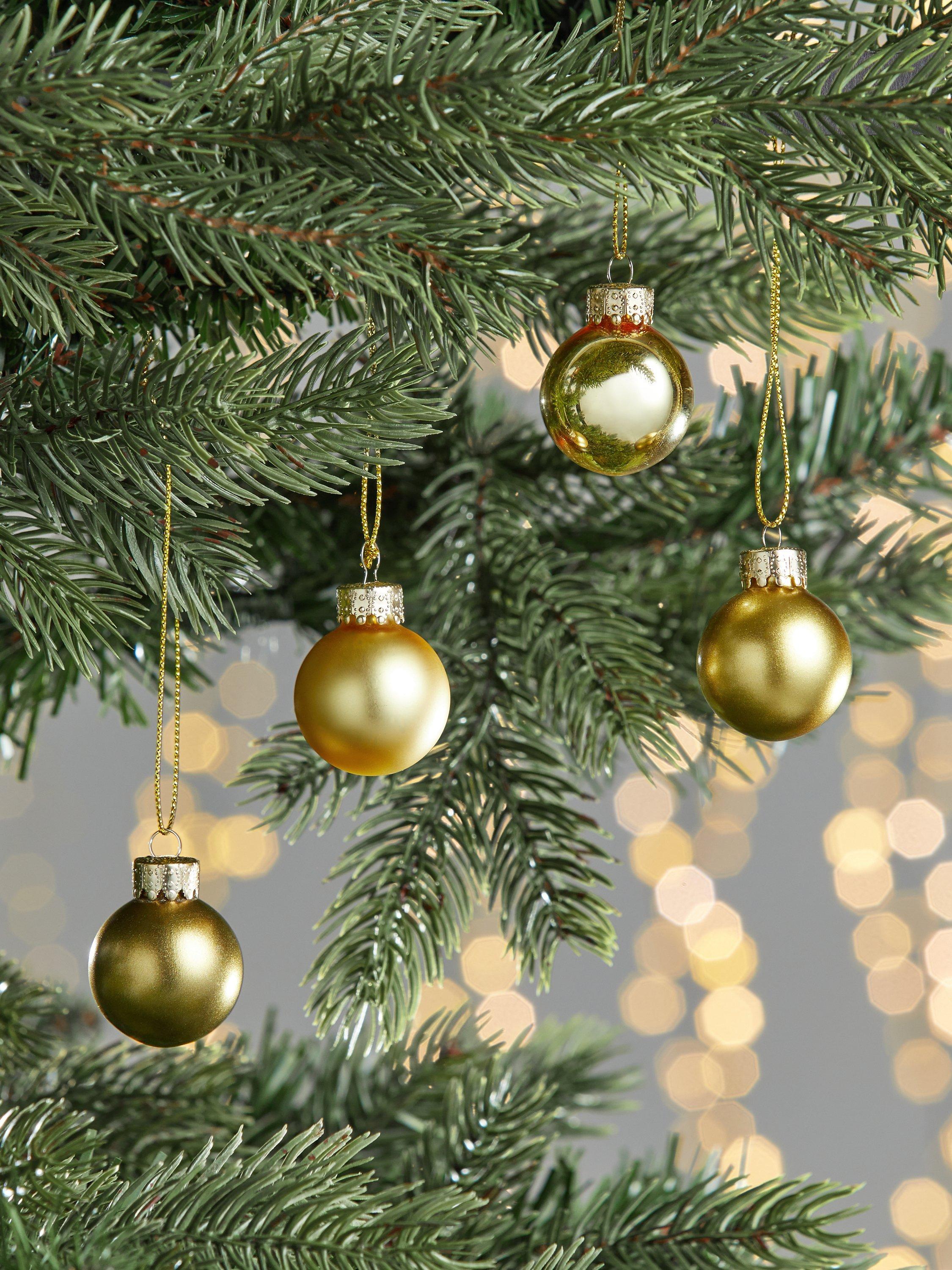 John Lewis Royal Fairytale Mini Glass Baubles, Tub of 28, Gold