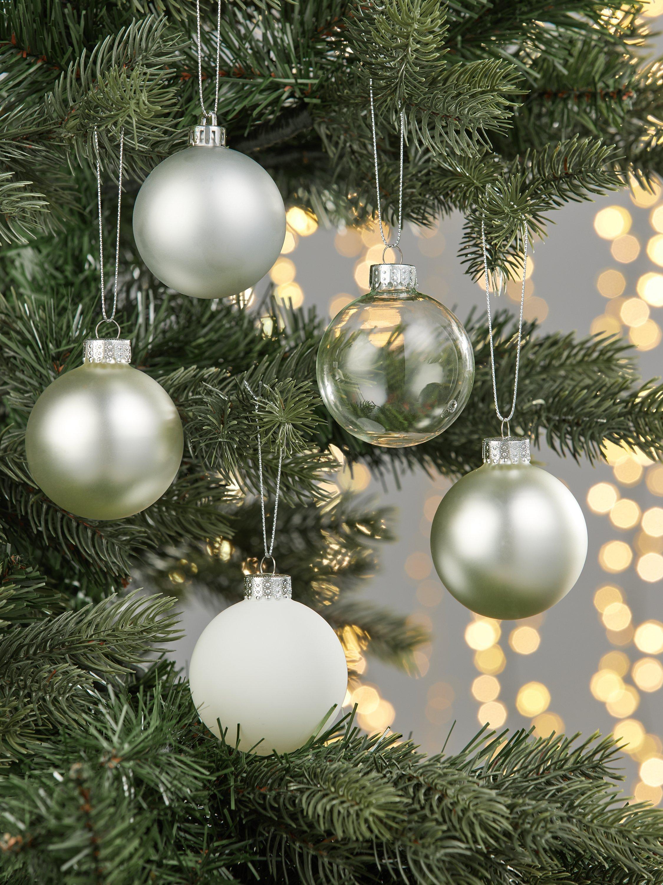 John Lewis Polar Planet Glass Baubles, Tub of 20, Silver