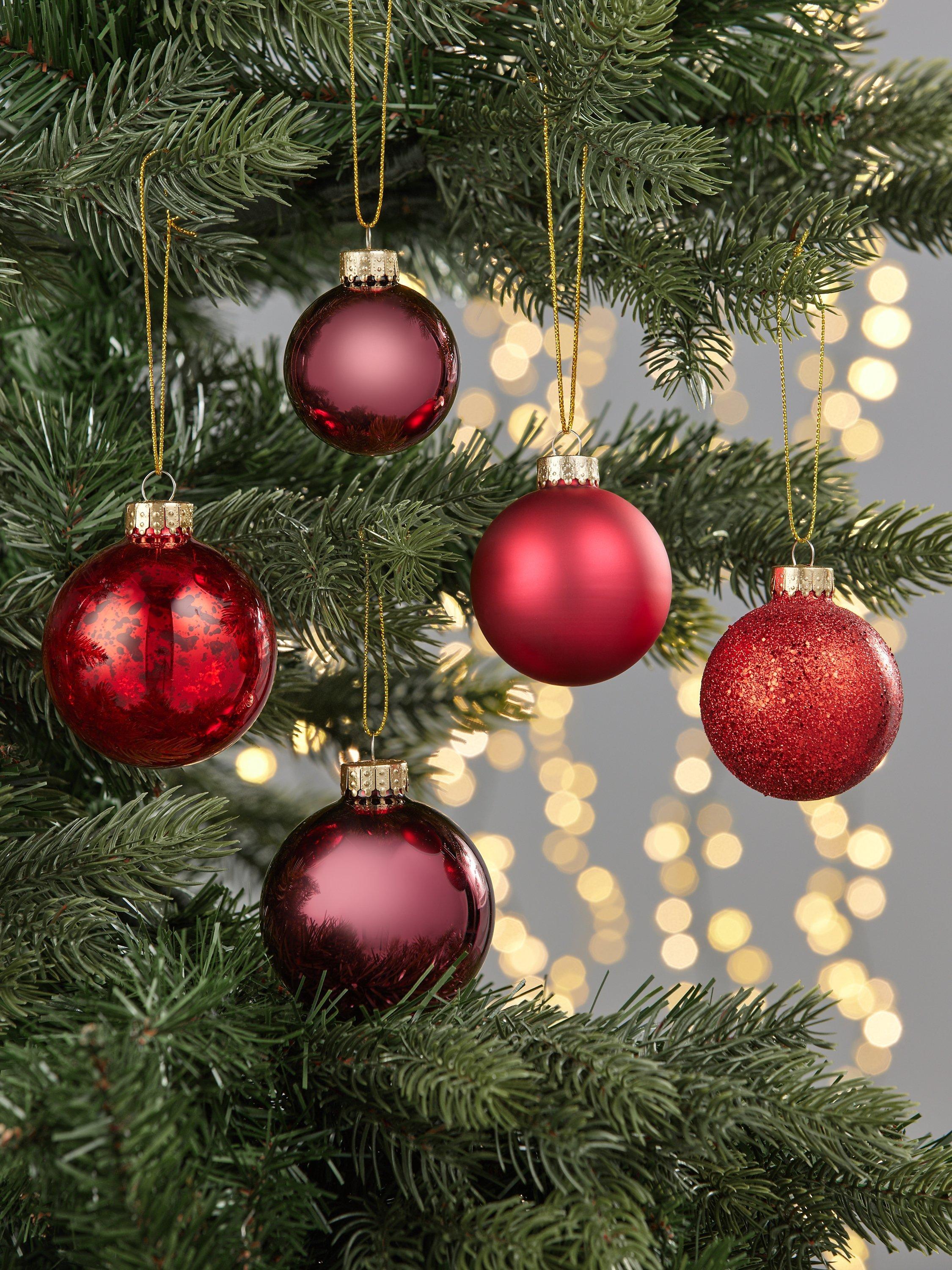 John Lewis Royal Fairytale Glass Baubles, Box of 42, Red