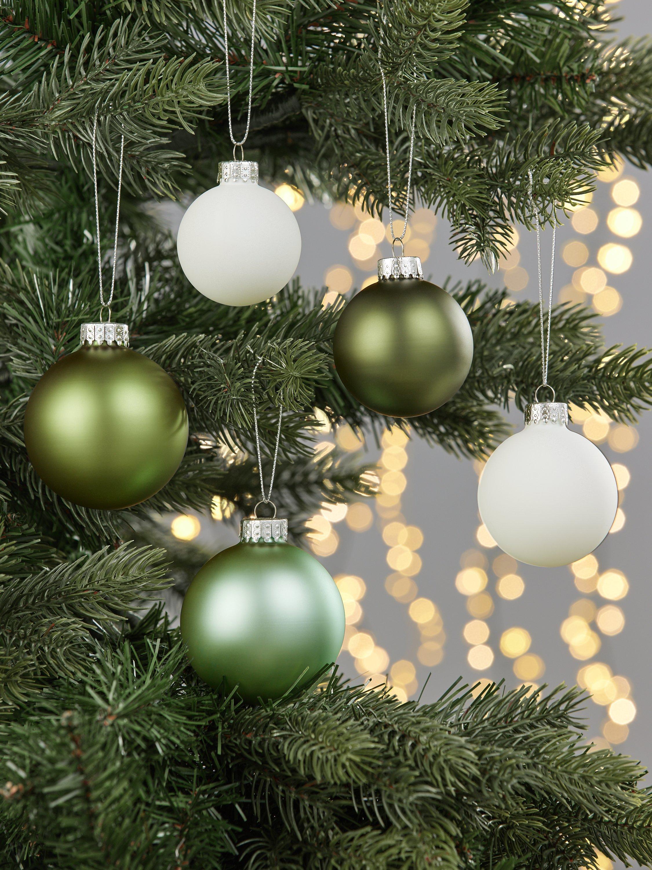 John Lewis Polar Planet Glass Baubles, Box of 42, Green