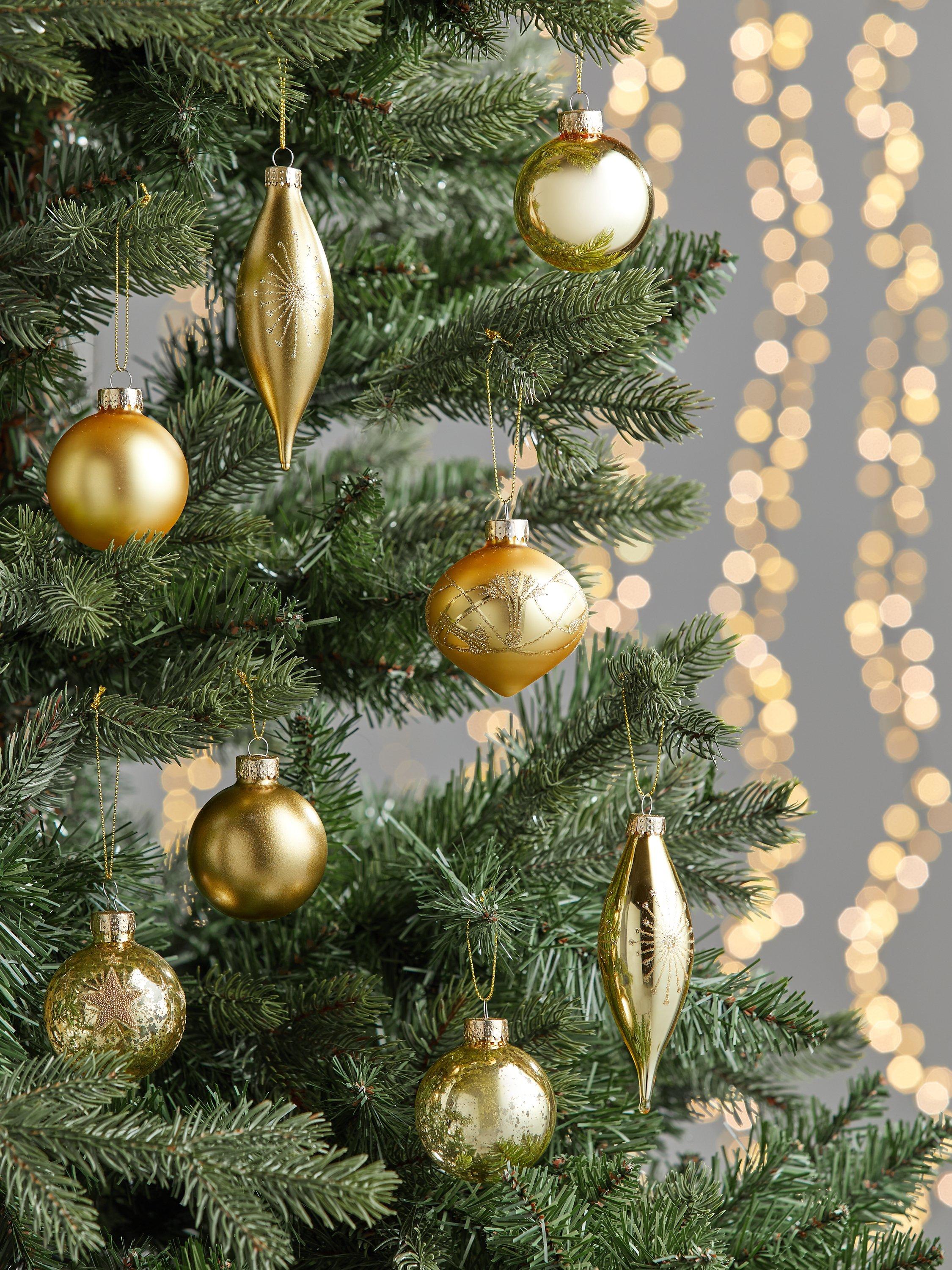 John Lewis Royal Fairytale Assorted Glass Baubles, Box of 20, Gold