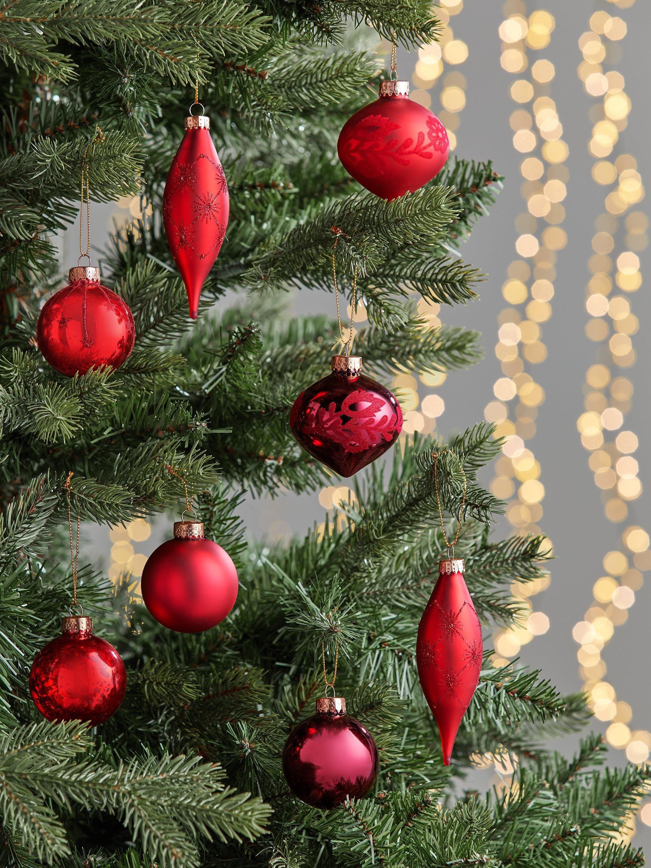 John Lewis Royal Fairytale Assorted Glass Baubles, Box of 20, Red