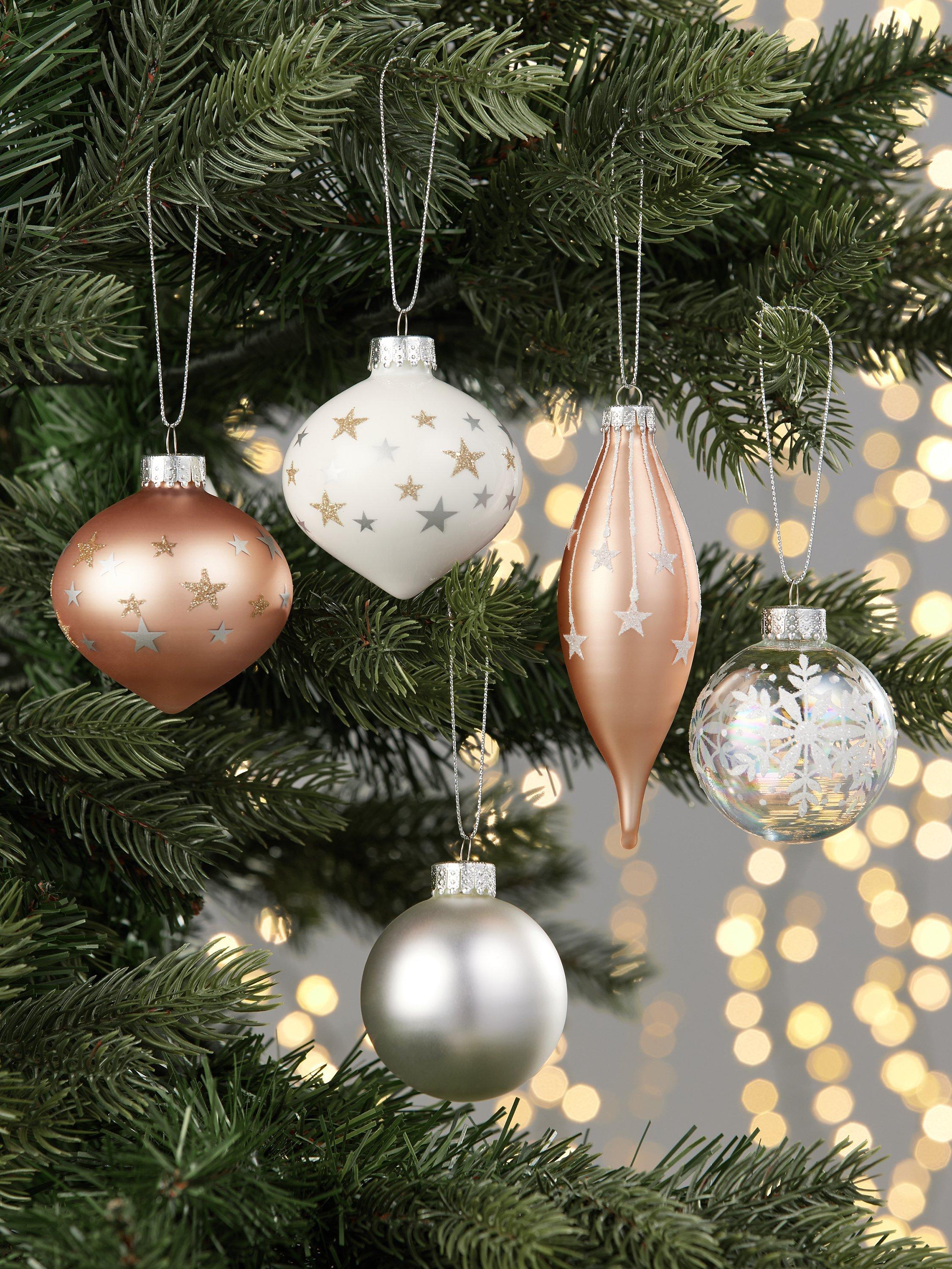 John Lewis Winter Fairytale Assorted Glass Baubles, Box of 20, Champagne