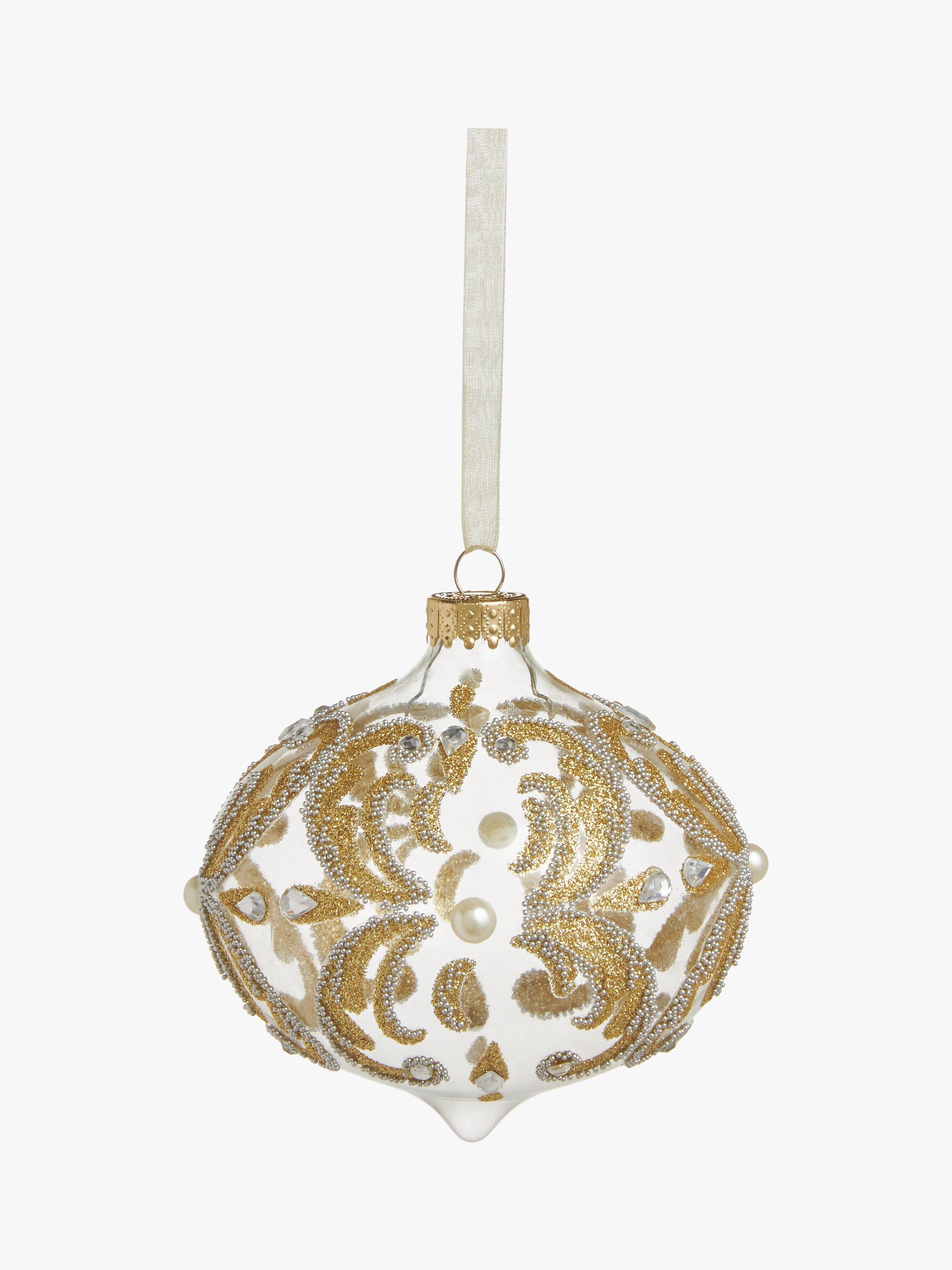 John Lewis Winter Fairytale Damask Onion Bauble, Gold