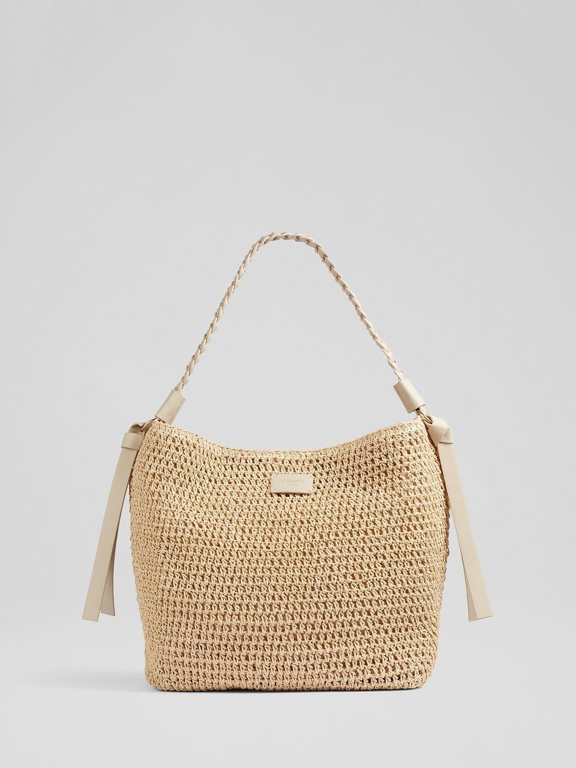 L.K.Bennett Isabella Raffia Bag, Natural/White