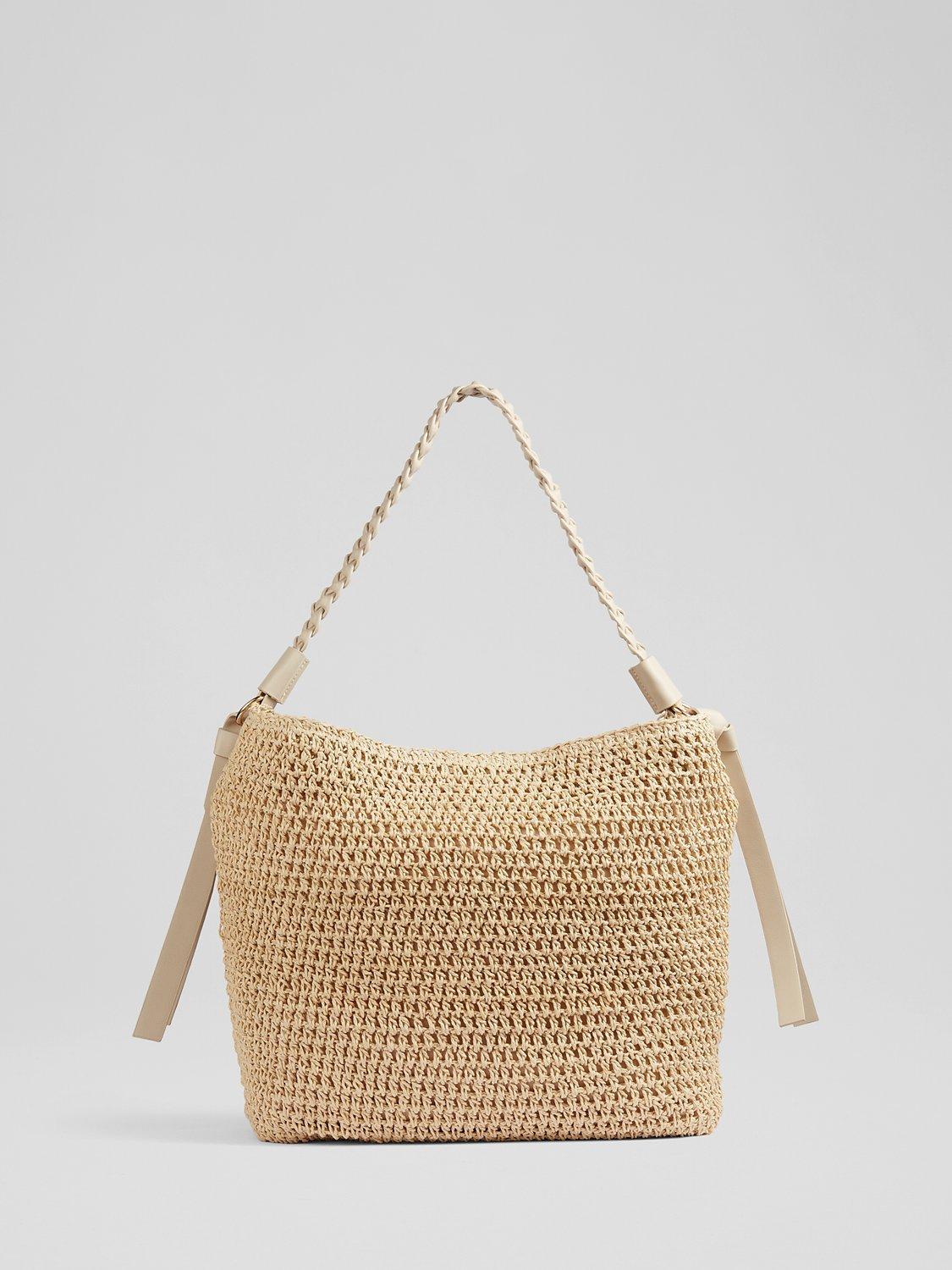 Product image 2 of 4, which shows L.K.Bennett Isabella Raffia Bag, Natural/White