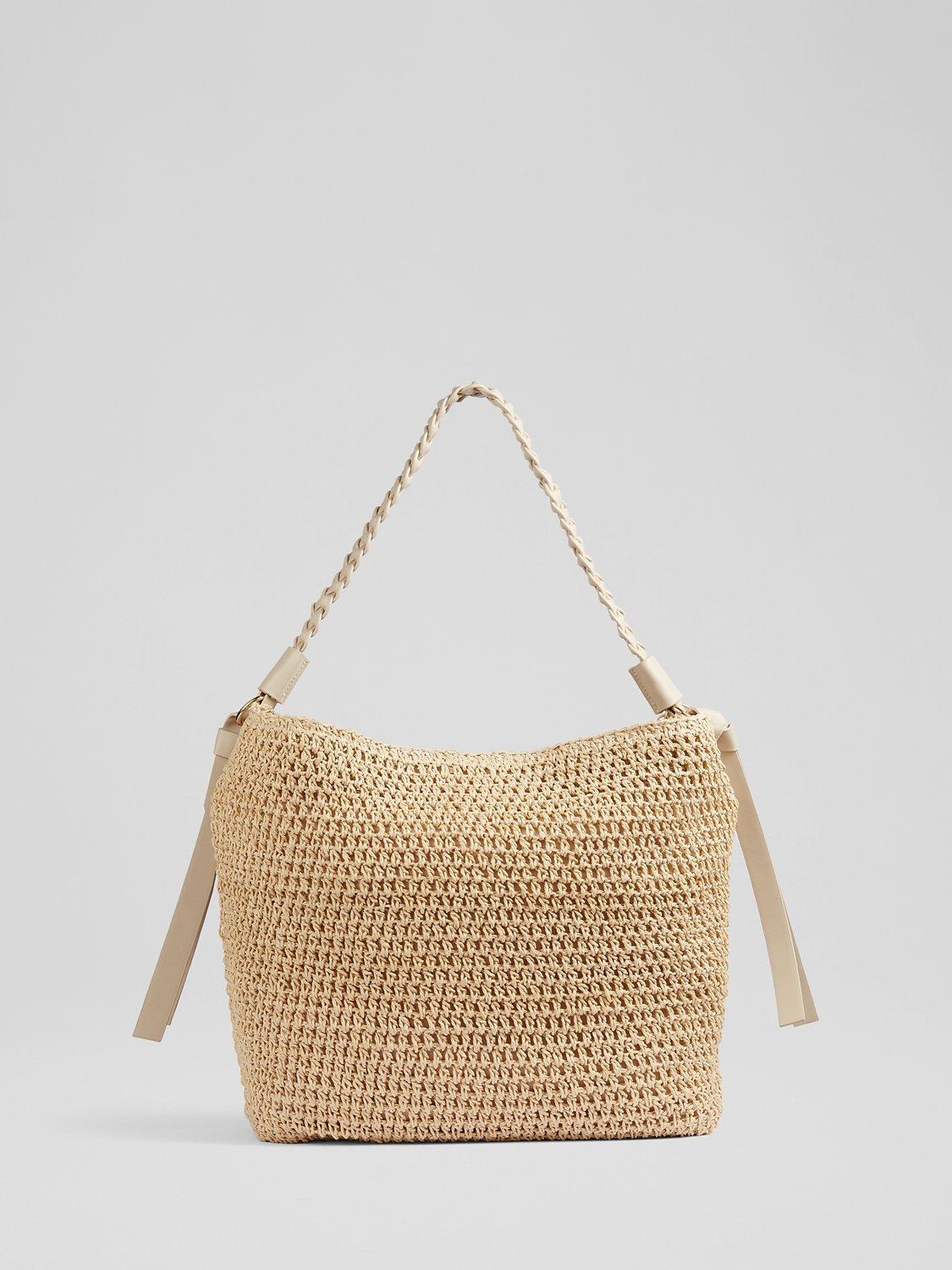 L.K.Bennett Isabella Raffia Bag, Natural/White